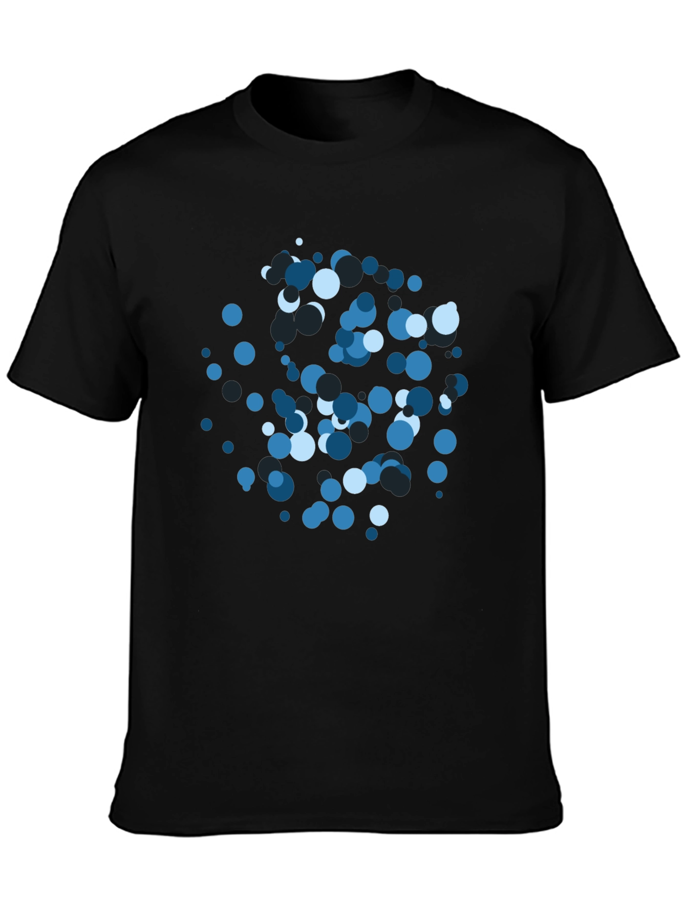 Abstract Blue Circle Pattern Black T-Shirt