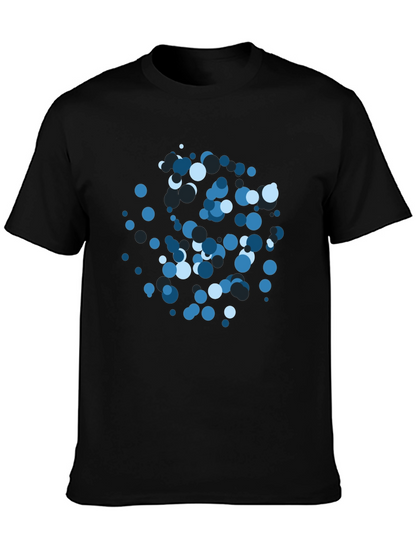 Abstract Blue Circle Pattern Black T-Shirt