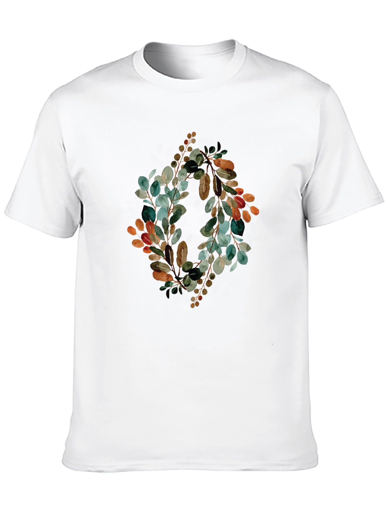 Botanical Wreath Graphic Tee - Stylish Mens Black T-Shirt
