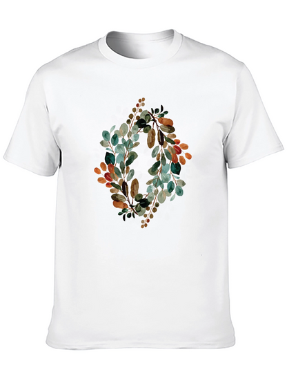 Botanical Wreath Graphic Tee - Stylish Mens Black T-Shirt