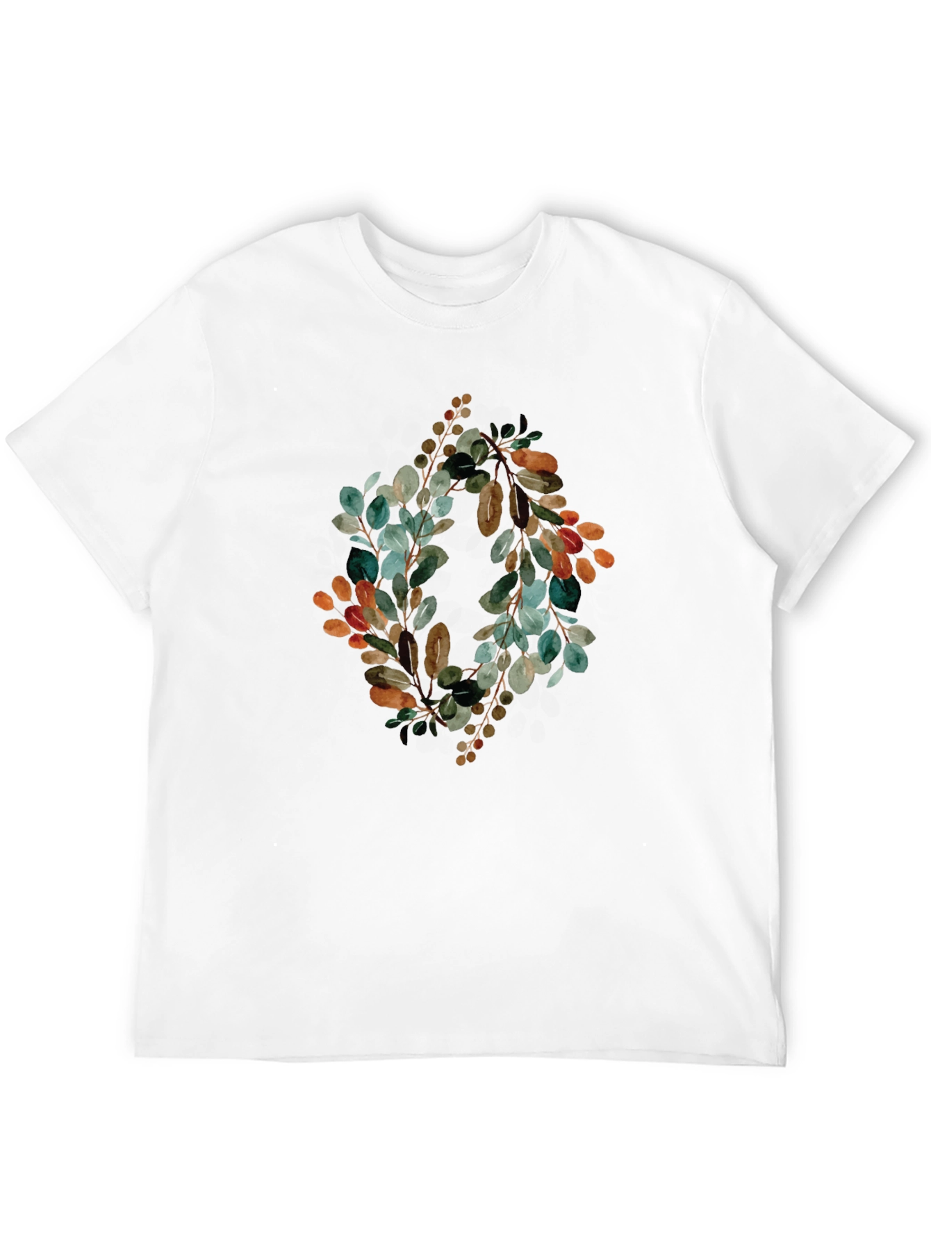 Botanical Wreath Graphic Tee - Stylish Mens Black T-Shirt