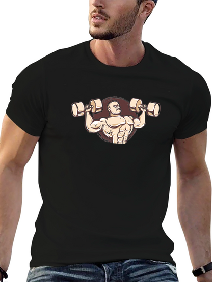 Bodybuilder Graphic Tee - Black Cotton T-Shirt