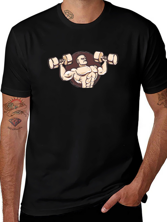 Bodybuilder Graphic Tee - Black Cotton T-Shirt