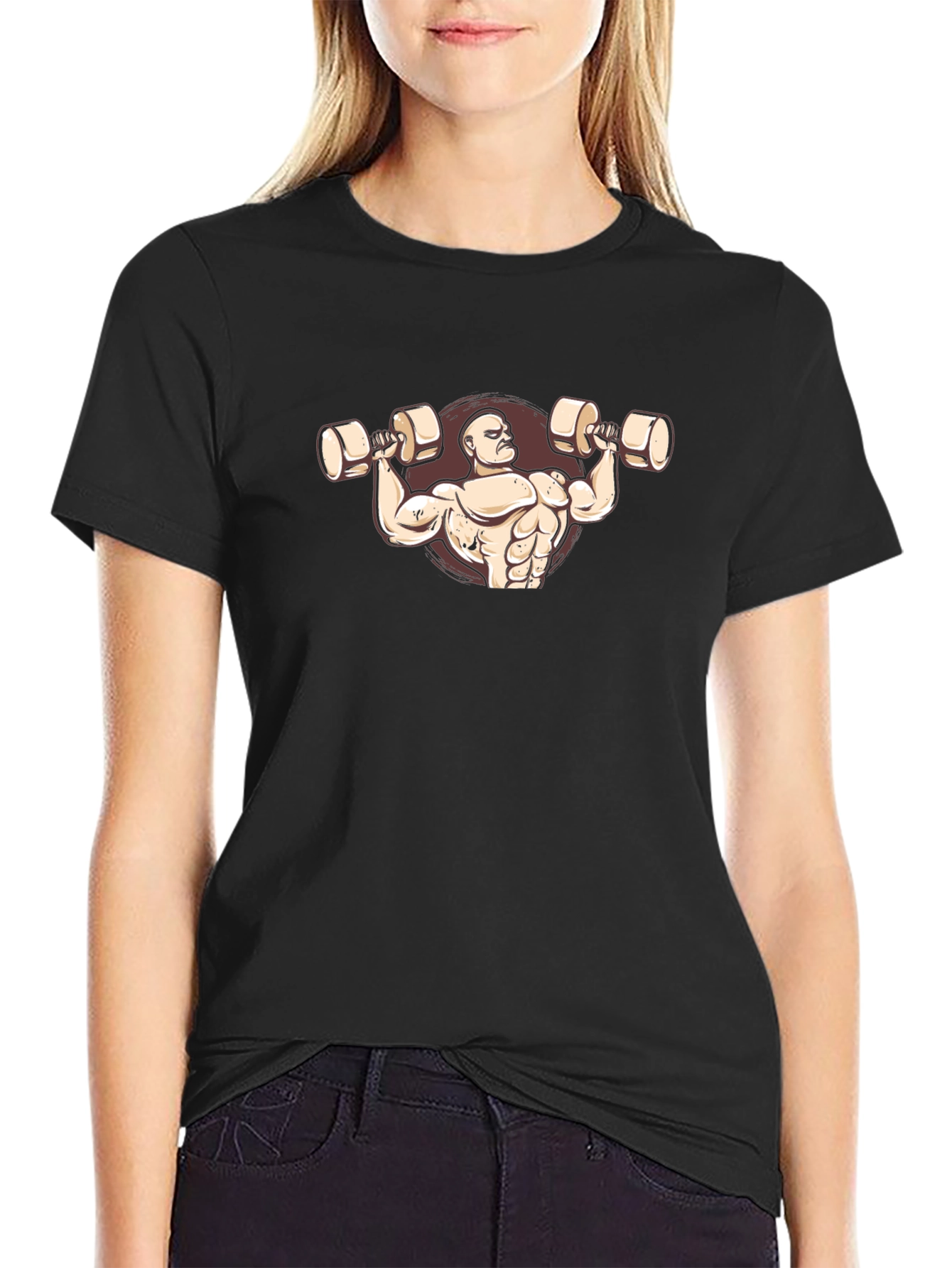 Bodybuilder Graphic Tee - Black Cotton T-Shirt