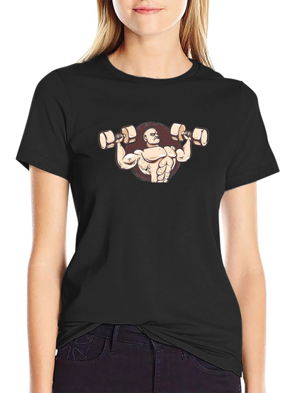 Bodybuilder Graphic Tee - Black Cotton T-Shirt