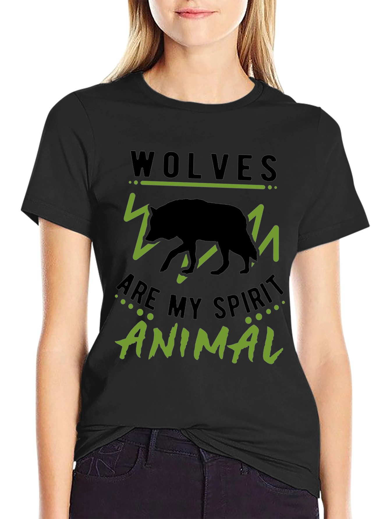 Wolves Are My Spirit Animal Black Graphic Tee