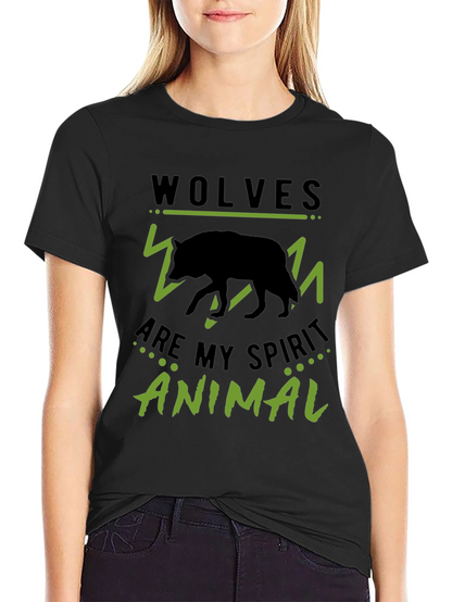 Wolves Are My Spirit Animal Black Graphic Tee