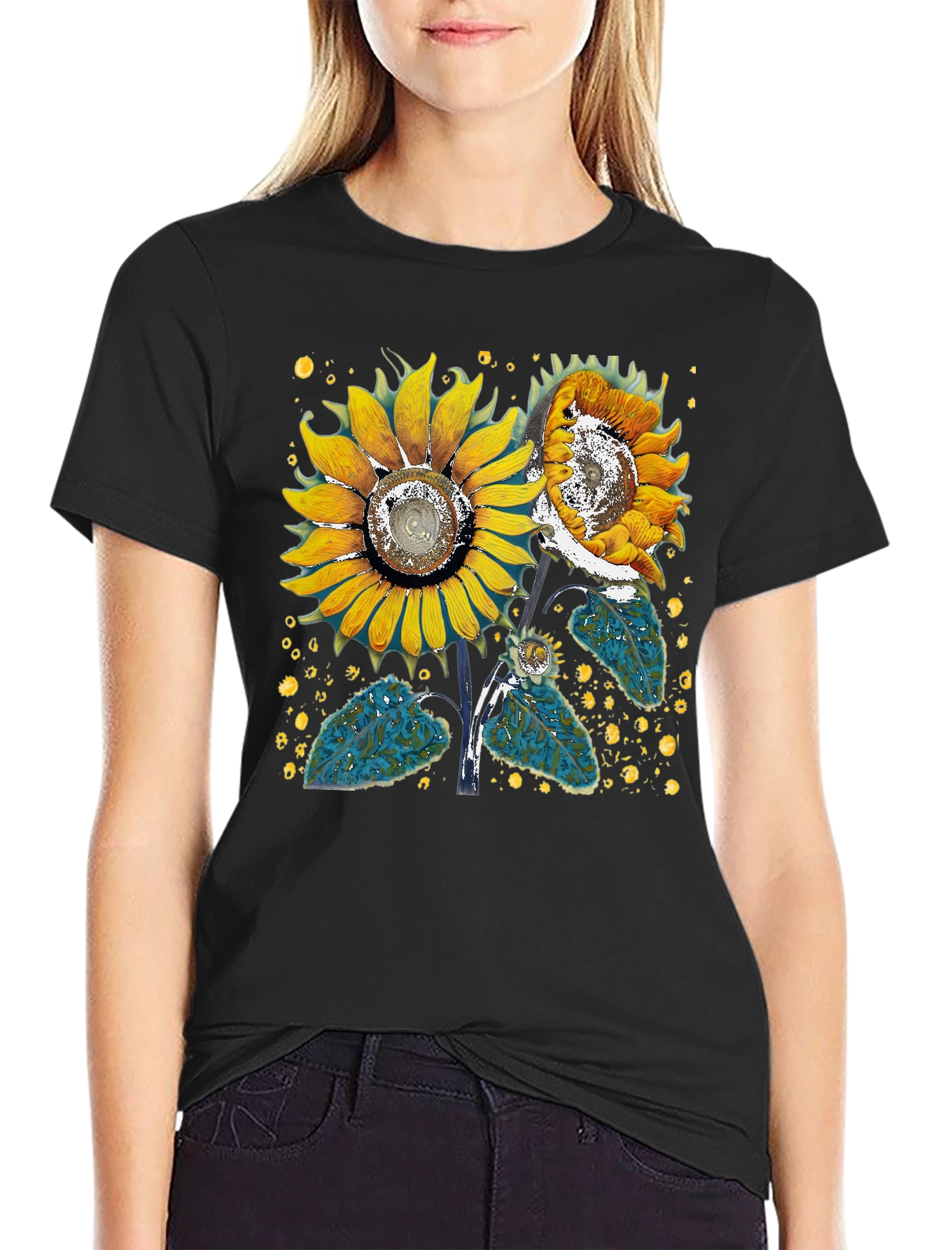 Sunflower Graphic Black T-Shirt