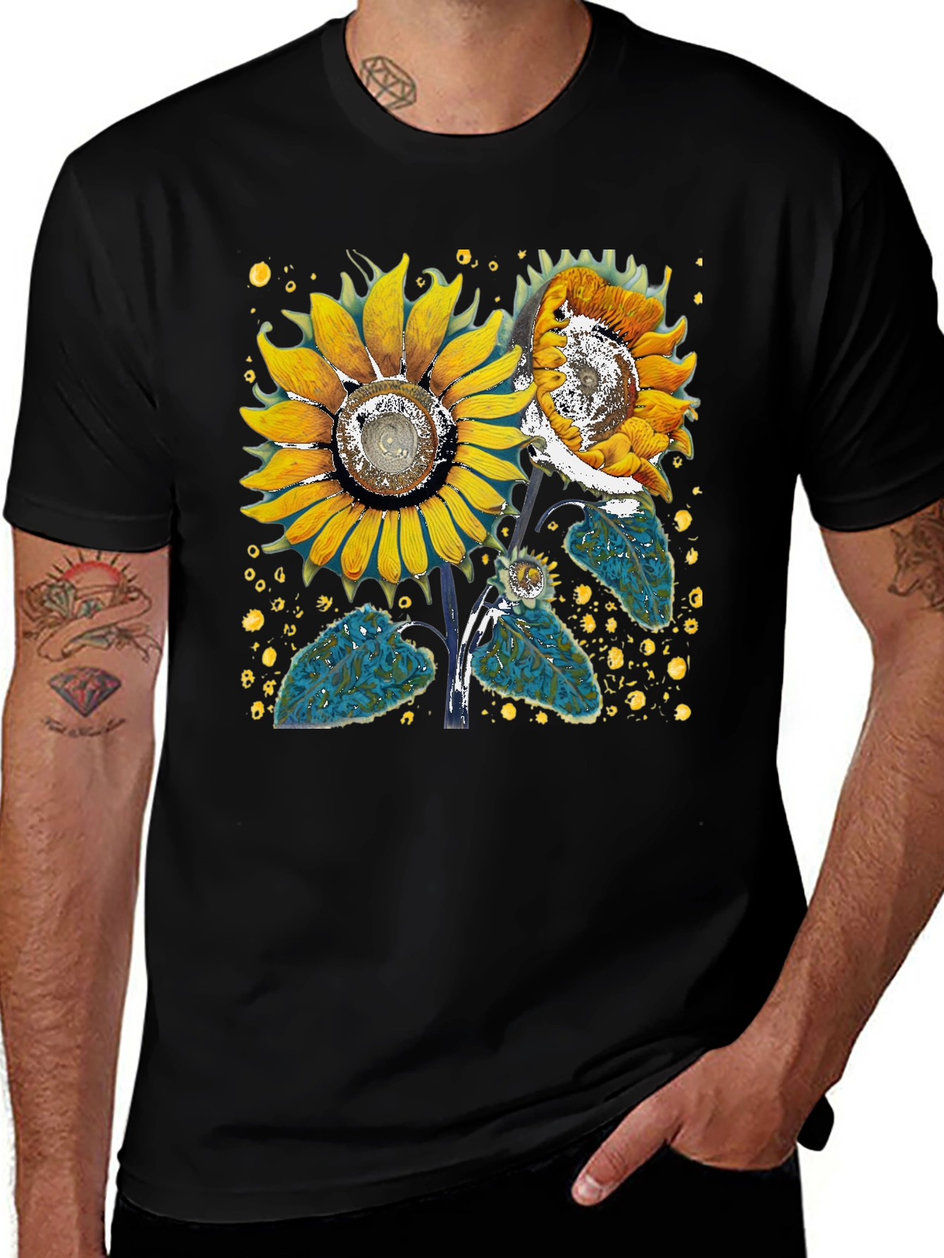 Sunflower Graphic Black T-Shirt