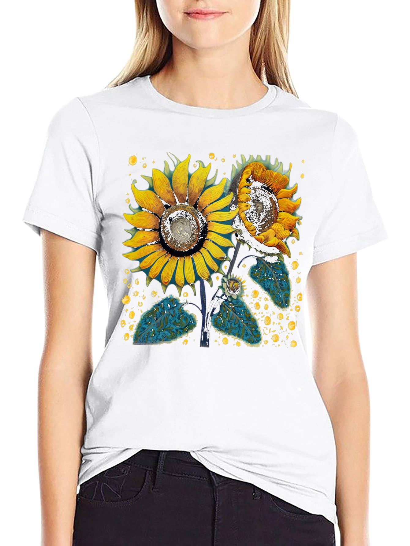 Sunflower Graphic Black T-Shirt