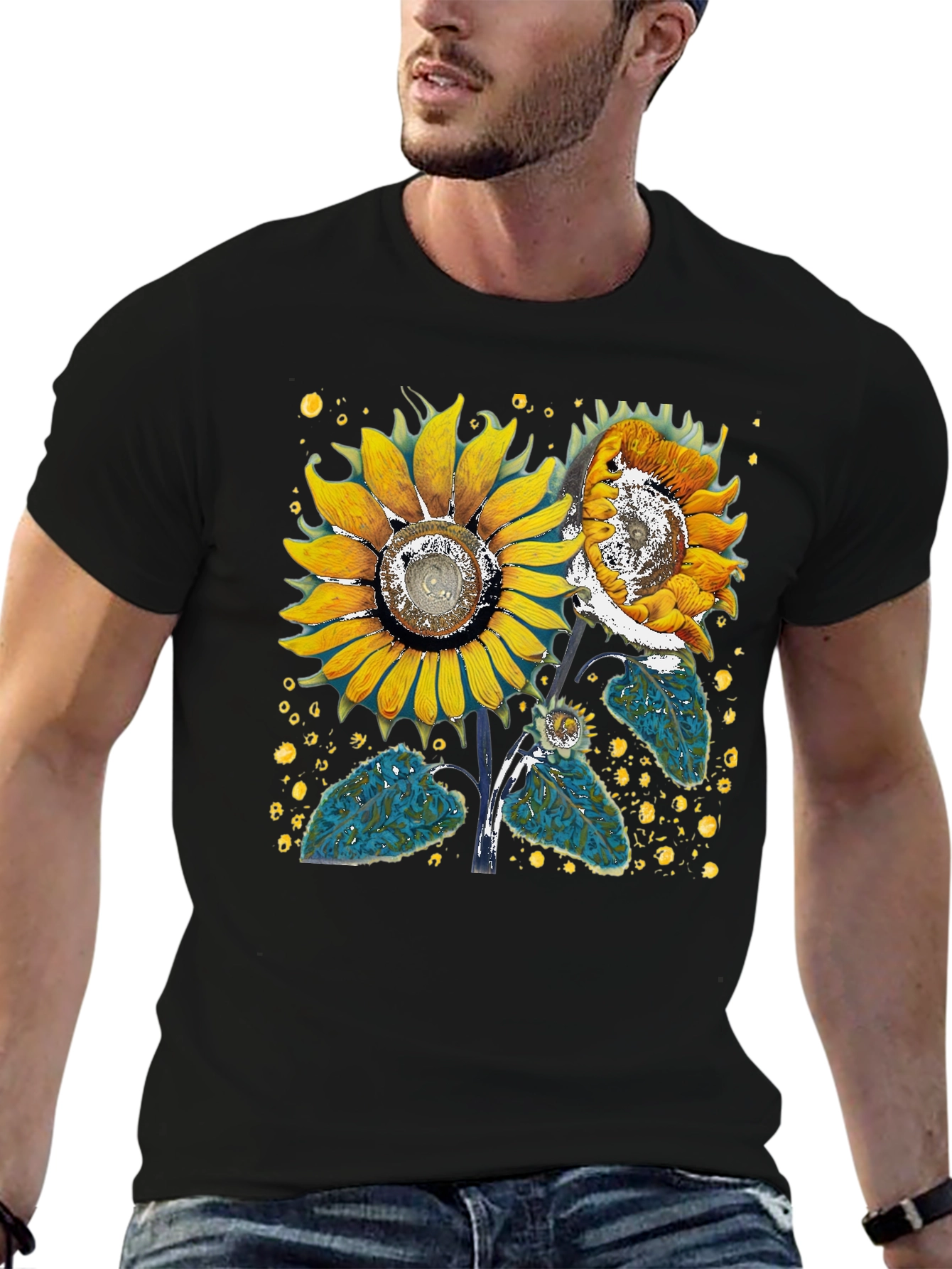Sunflower Graphic Black T-Shirt