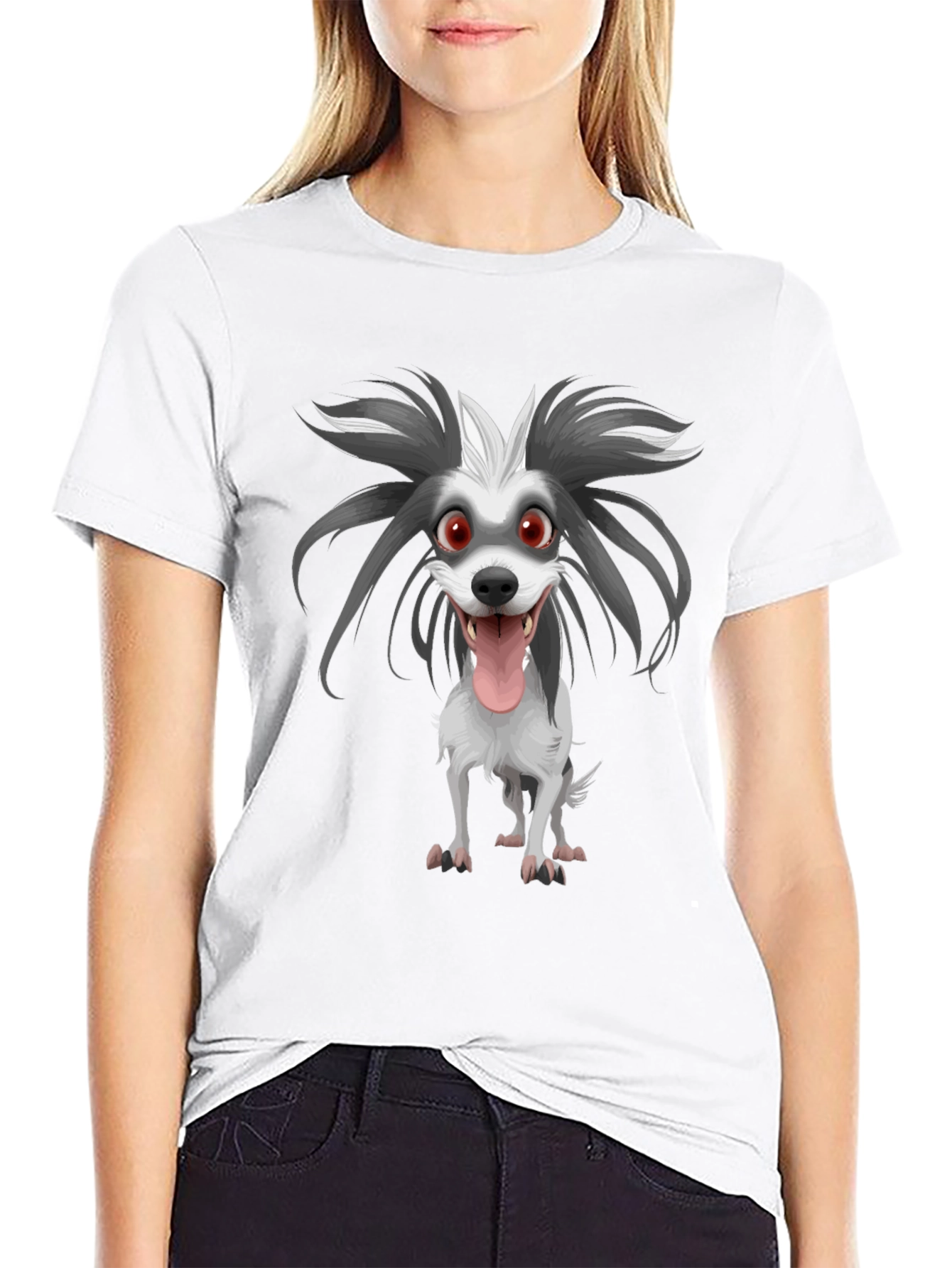 Cartoon Dog Graphic Print Tee