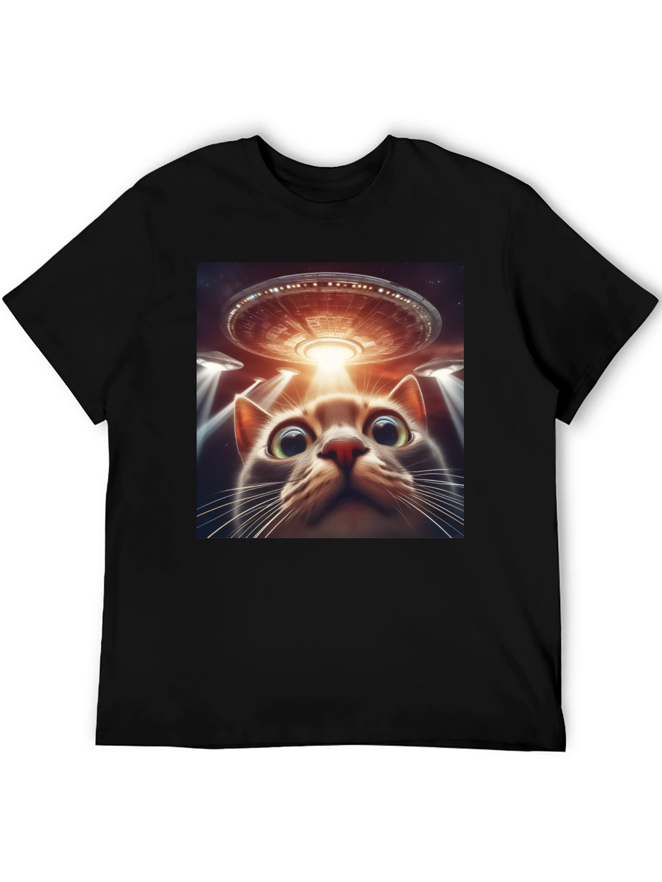 Alien Cat Abduction T-Shirt - Sci-Fi Humor Tee