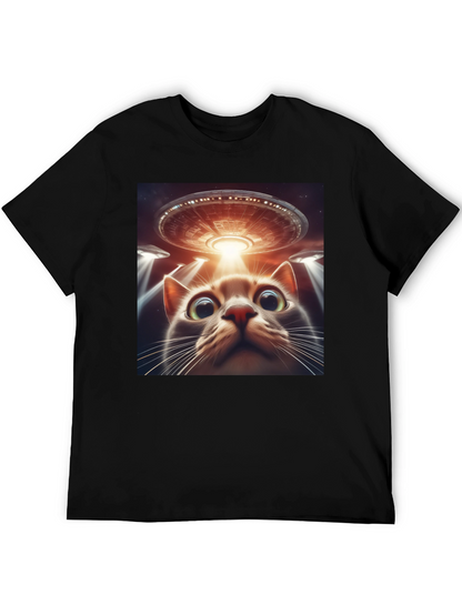 Alien Cat Abduction T-Shirt - Sci-Fi Humor Tee