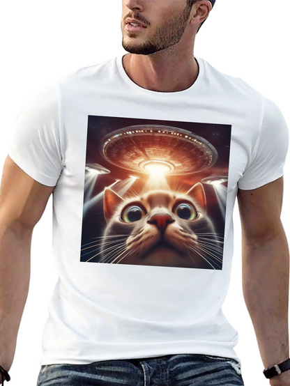 Alien Cat Abduction T-Shirt - Sci-Fi Humor Tee
