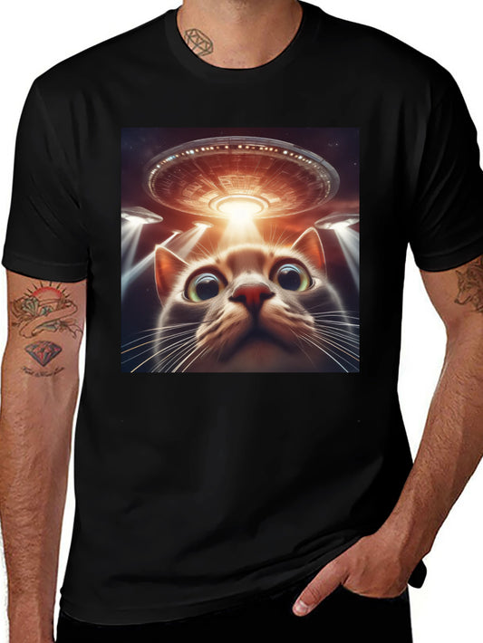 Alien Cat Abduction T-Shirt - Sci-Fi Humor Tee