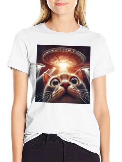 Alien Cat Abduction T-Shirt - Sci-Fi Humor Tee