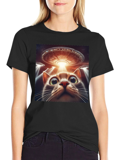 Alien Cat Abduction T-Shirt - Sci-Fi Humor Tee