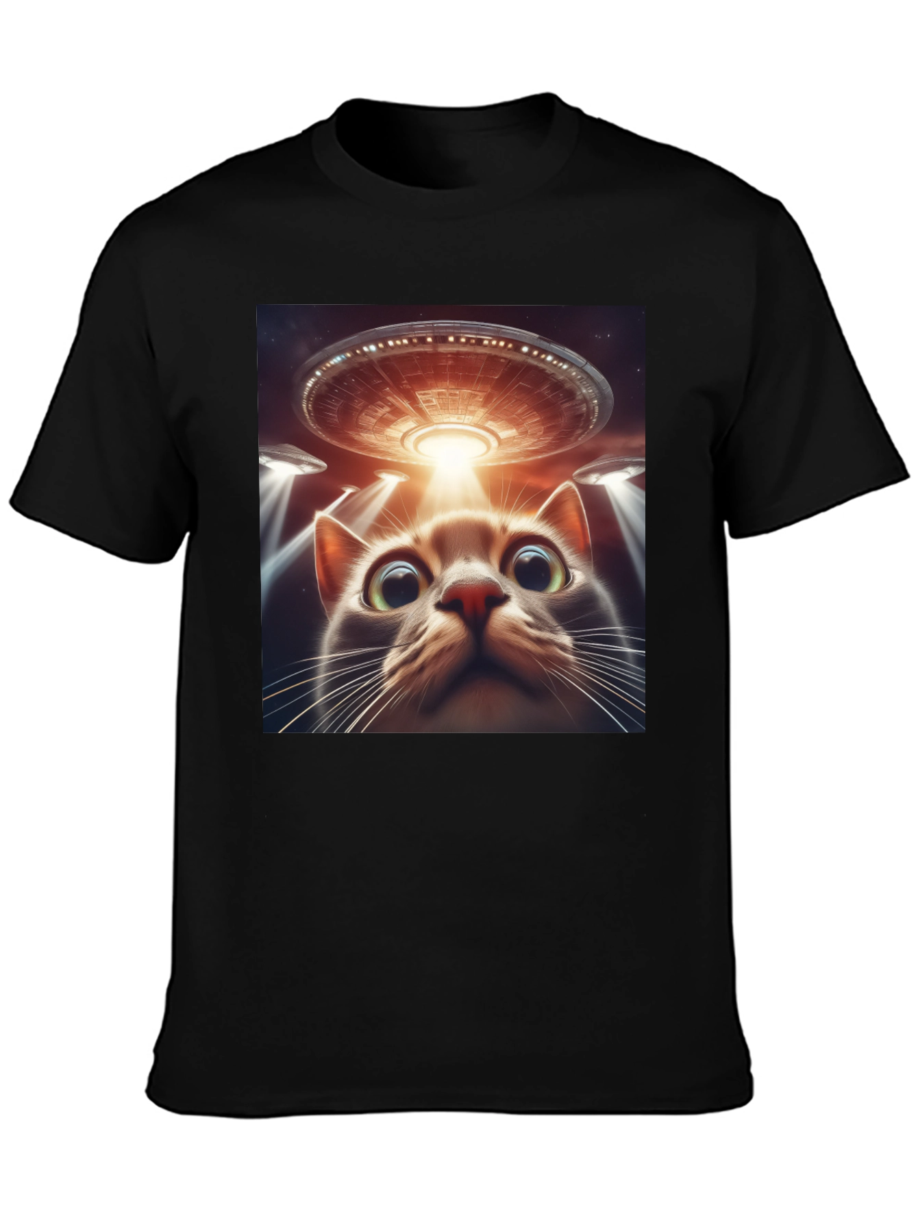 Alien Cat Abduction T-Shirt - Sci-Fi Humor Tee