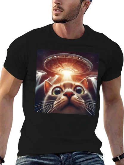 Alien Cat Abduction T-Shirt - Sci-Fi Humor Tee