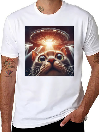 Alien Cat Abduction T-Shirt - Sci-Fi Humor Tee
