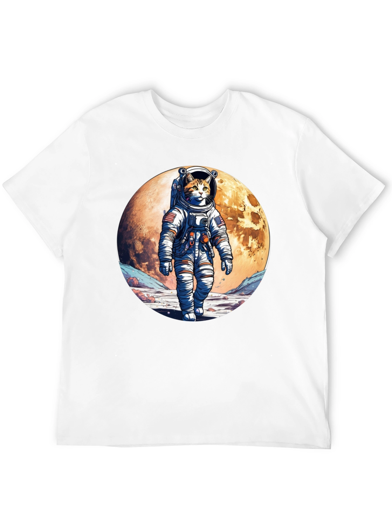 Astronaut Cat Graphic T-Shirt - Space Adventure Tee