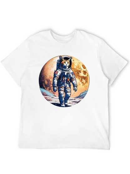 Astronaut Cat Graphic T-Shirt - Space Adventure Tee