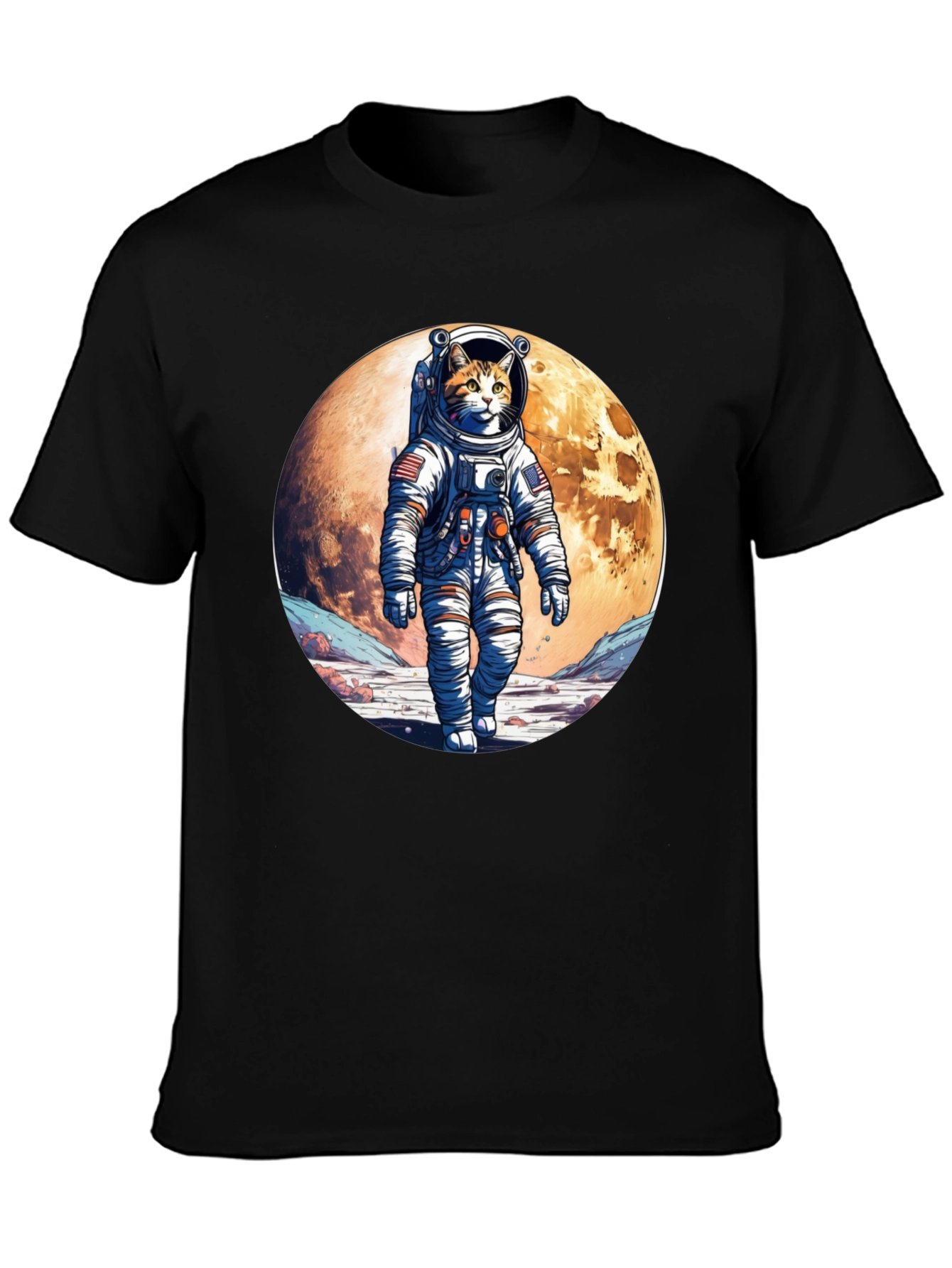 Astronaut Cat Graphic T-Shirt - Space Adventure Tee