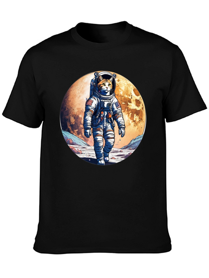 Astronaut Cat Graphic T-Shirt - Space Adventure Tee