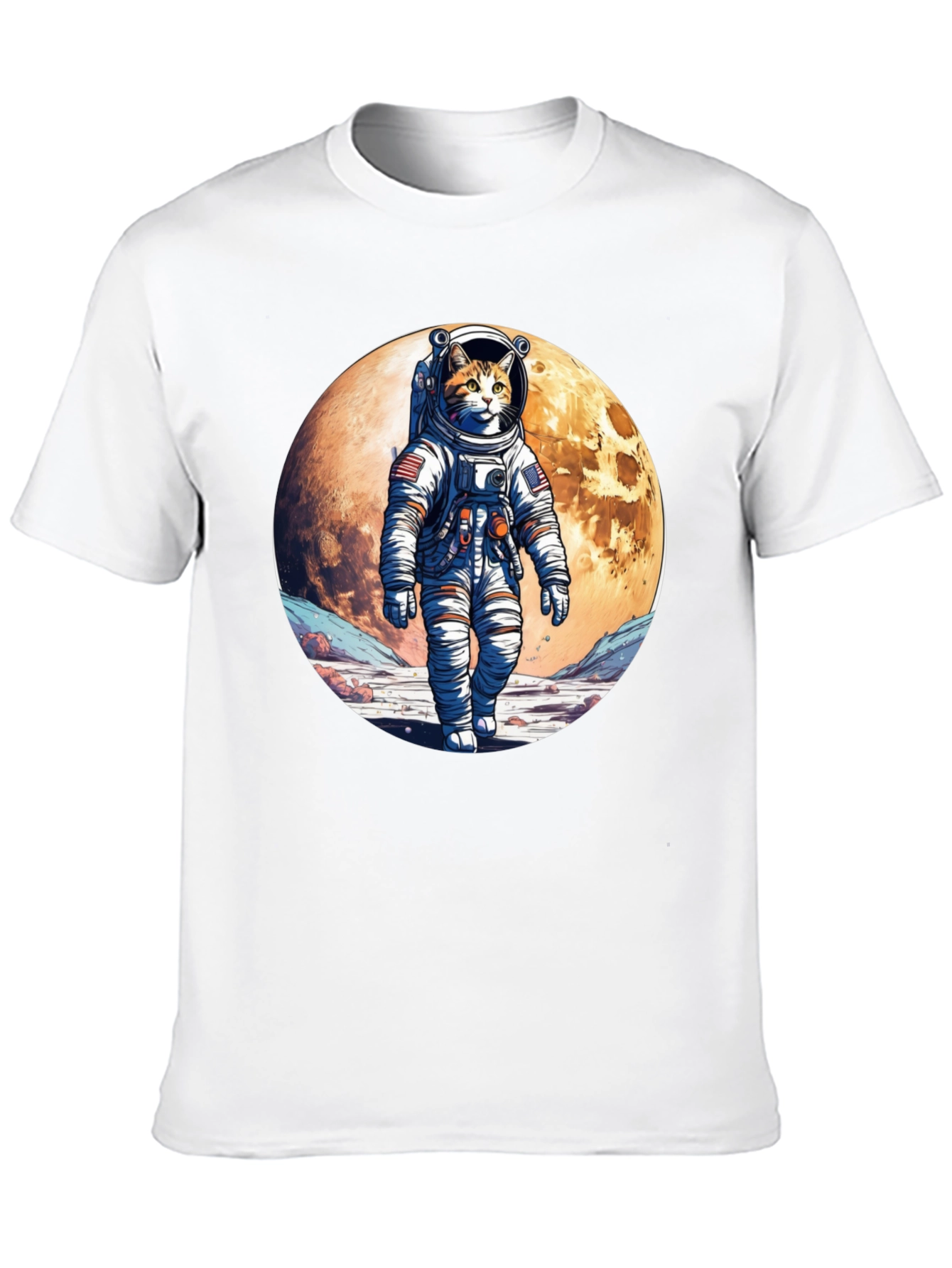 Astronaut Cat Graphic T-Shirt - Space Adventure Tee