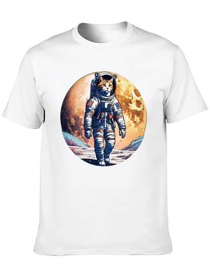 Astronaut Cat Graphic T-Shirt - Space Adventure Tee