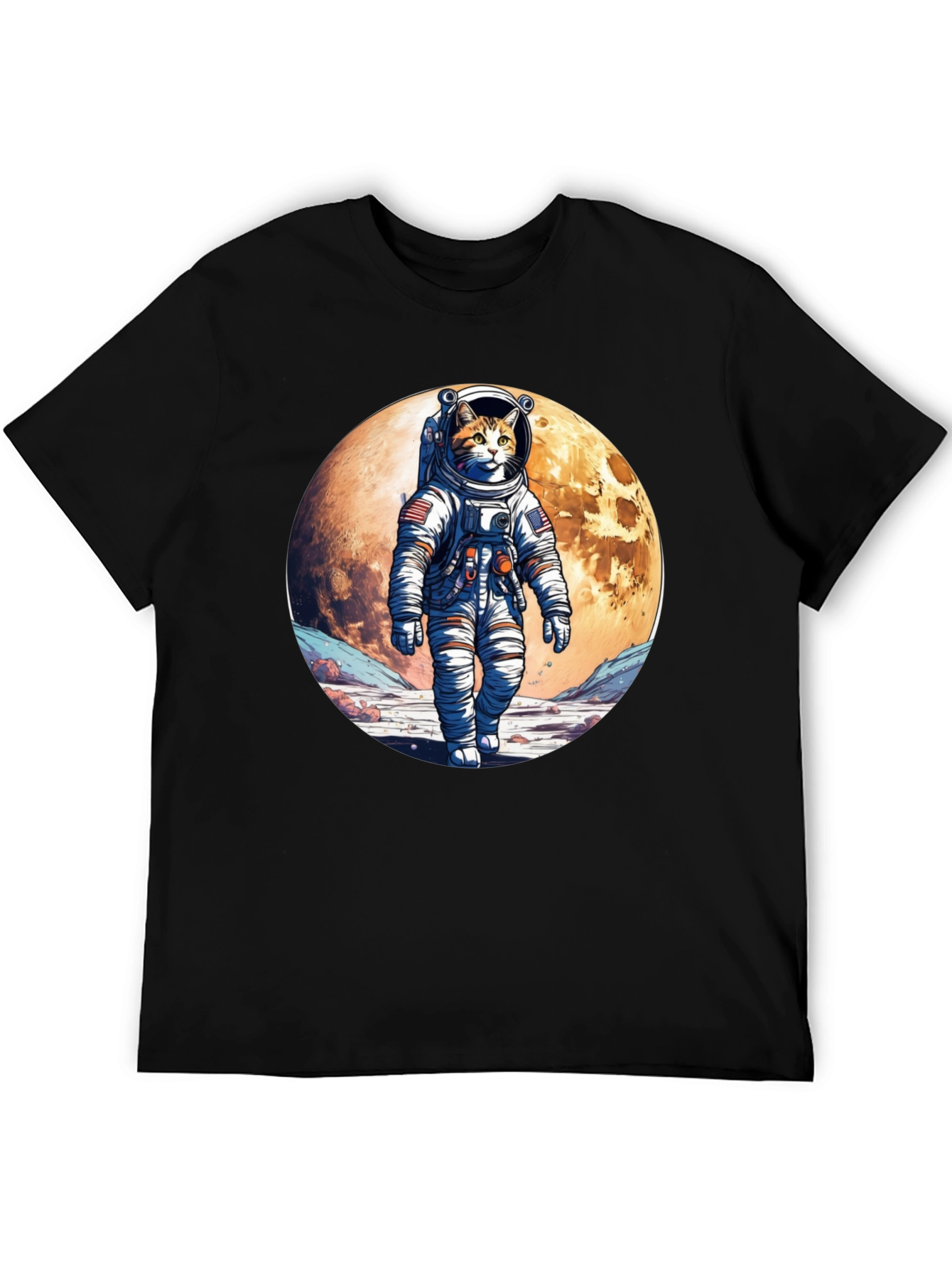 Astronaut Cat Graphic T-Shirt - Space Adventure Tee