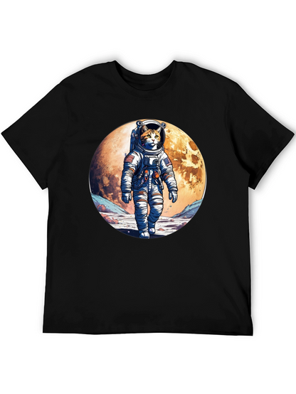 Astronaut Cat Graphic T-Shirt - Space Adventure Tee