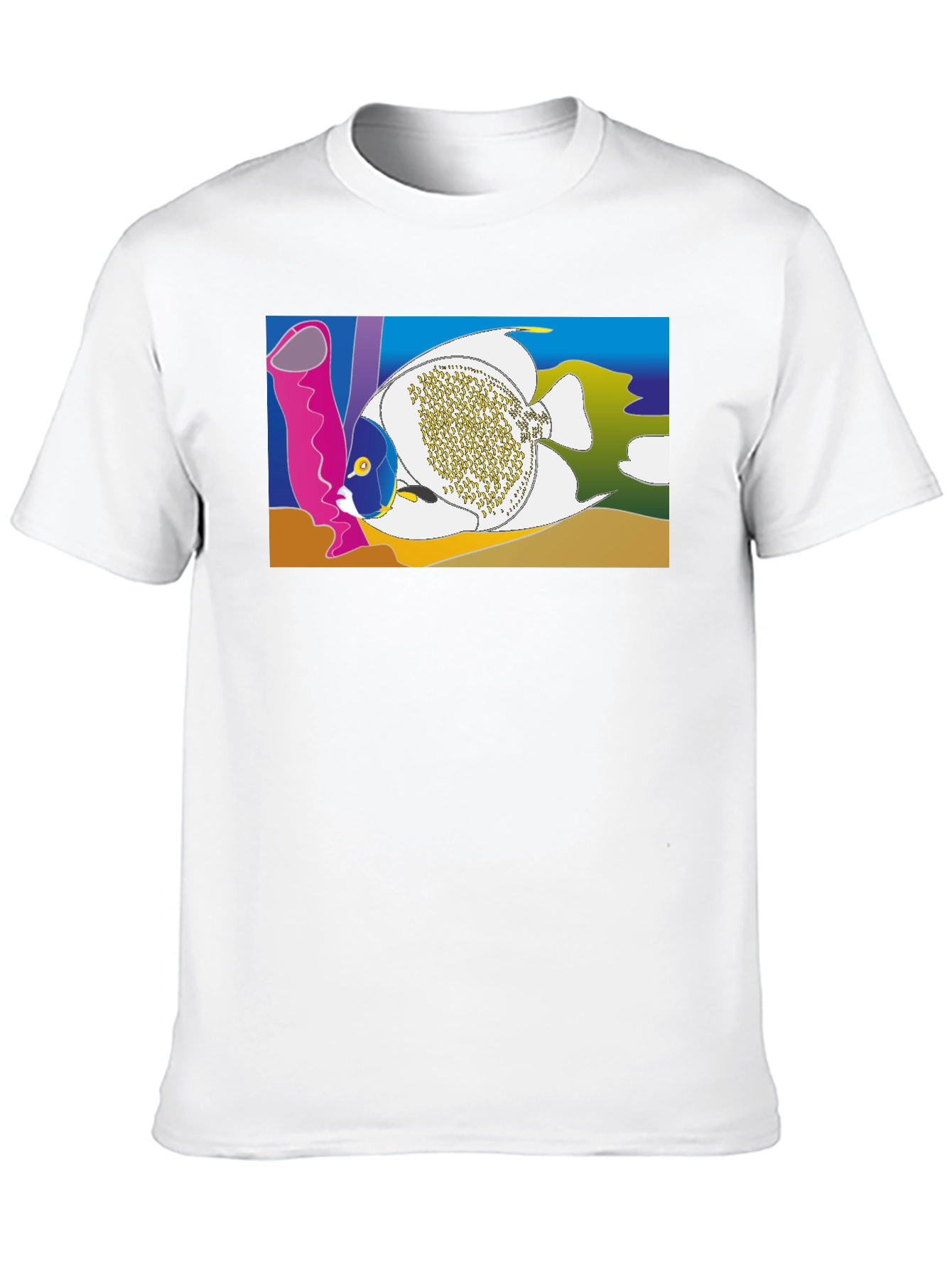 Tropical Fish Graphic T-Shirt - Black Crew Neck Tee