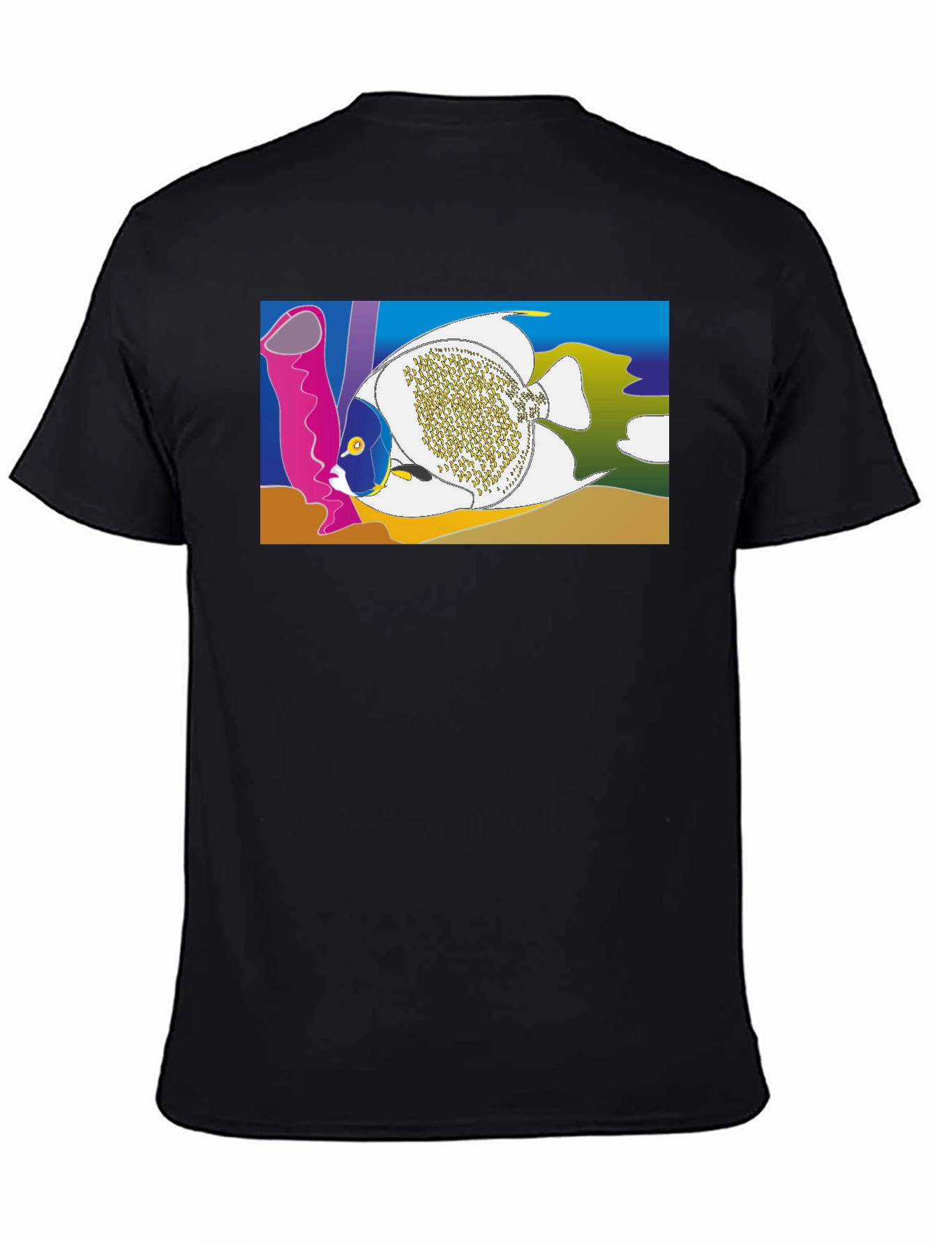 Tropical Fish Graphic T-Shirt - Black Crew Neck Tee