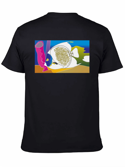 Tropical Fish Graphic T-Shirt - Black Crew Neck Tee