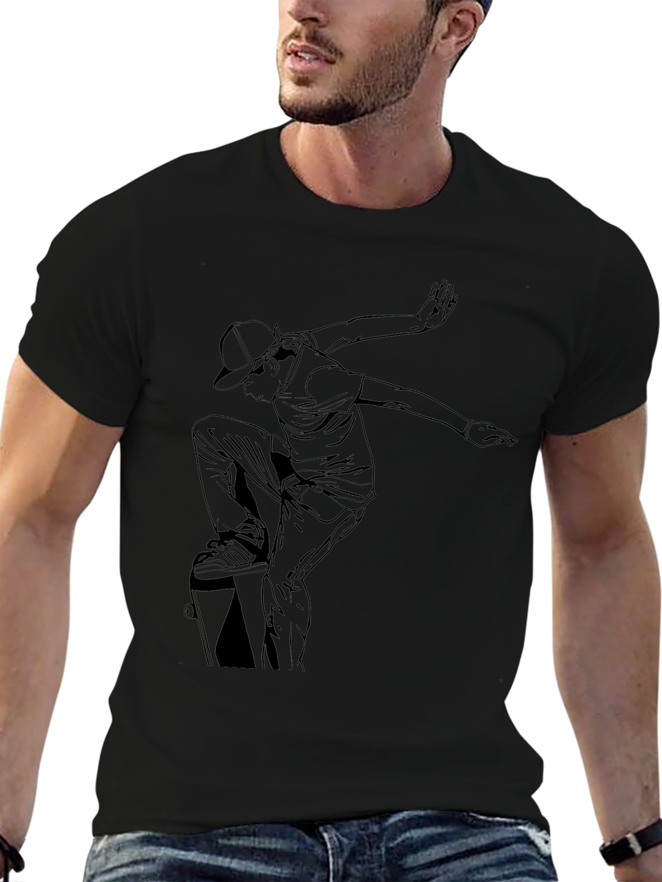 Black Skateboarder Graphic T-Shirt