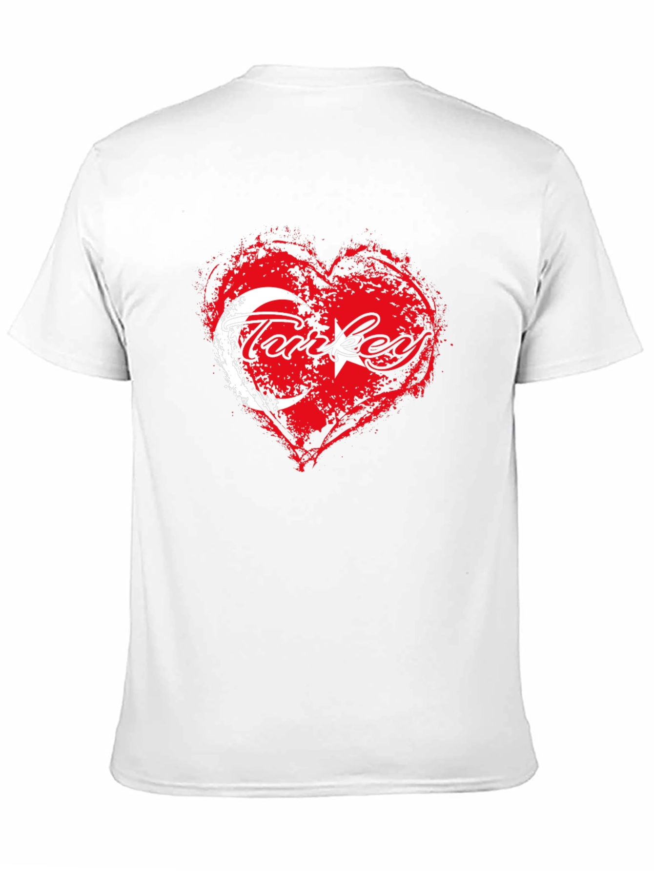 Turkey Flag Heart T-Shirt - Black Crew Neck Tee