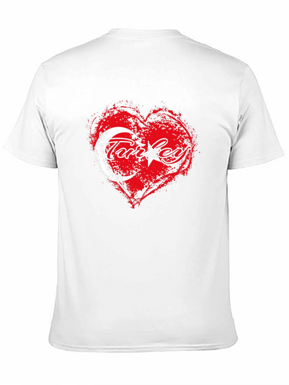 Turkey Flag Heart T-Shirt - Black Crew Neck Tee