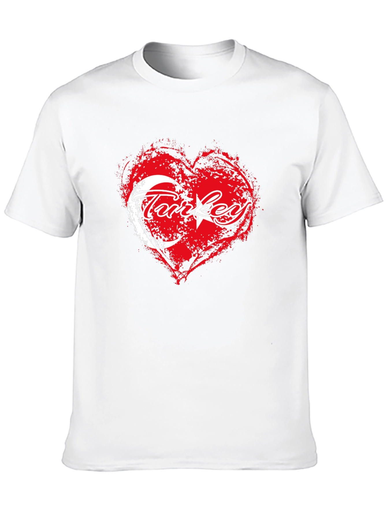 Turkey Flag Heart T-Shirt - Black Crew Neck Tee