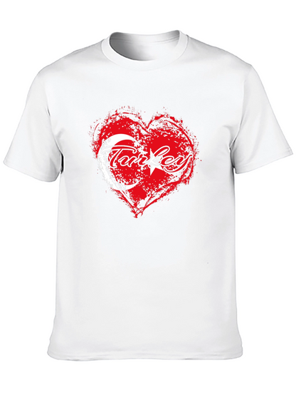 Turkey Flag Heart T-Shirt - Black Crew Neck Tee
