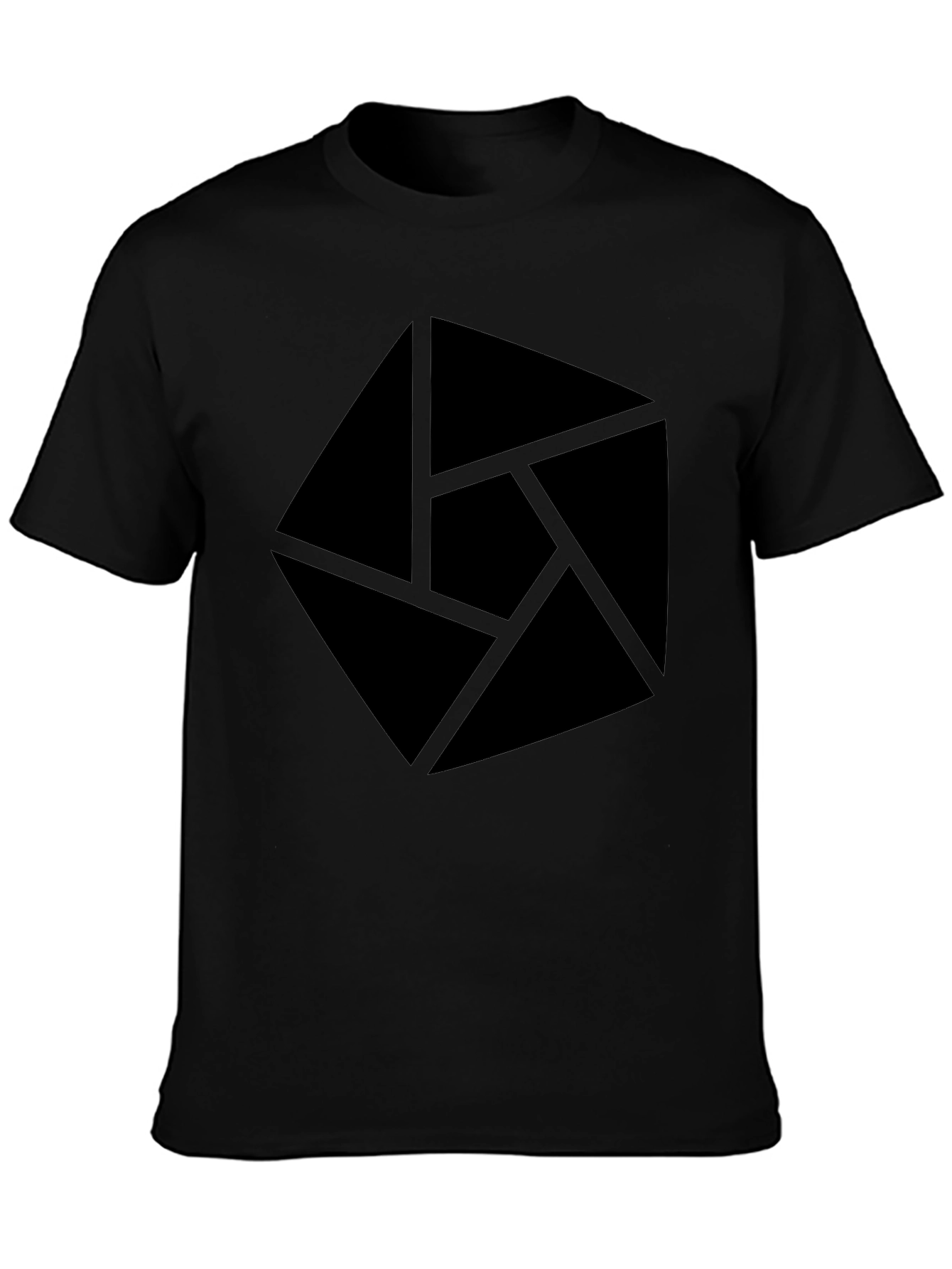 Abstract Graphic Tee - Modern Geometric Design Black Shirt