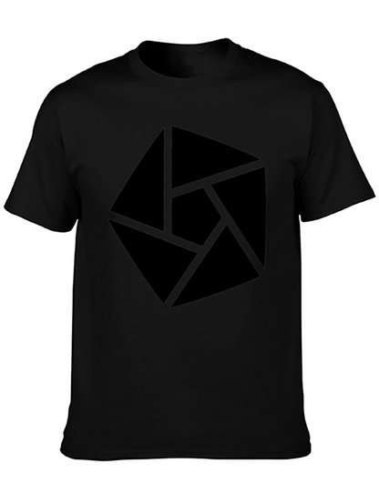 Abstract Graphic Tee - Modern Geometric Design Black Shirt