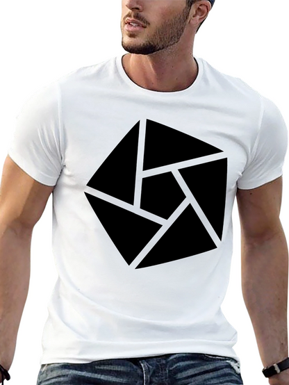 Abstract Graphic Tee - Modern Geometric Design Black Shirt