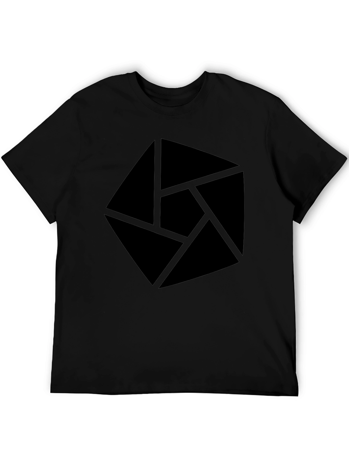 Abstract Graphic Tee - Modern Geometric Design Black Shirt