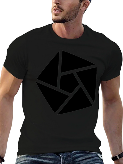 Abstract Graphic Tee - Modern Geometric Design Black Shirt