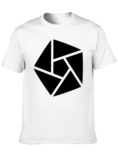 Abstract Graphic Tee - Modern Geometric Design Black Shirt