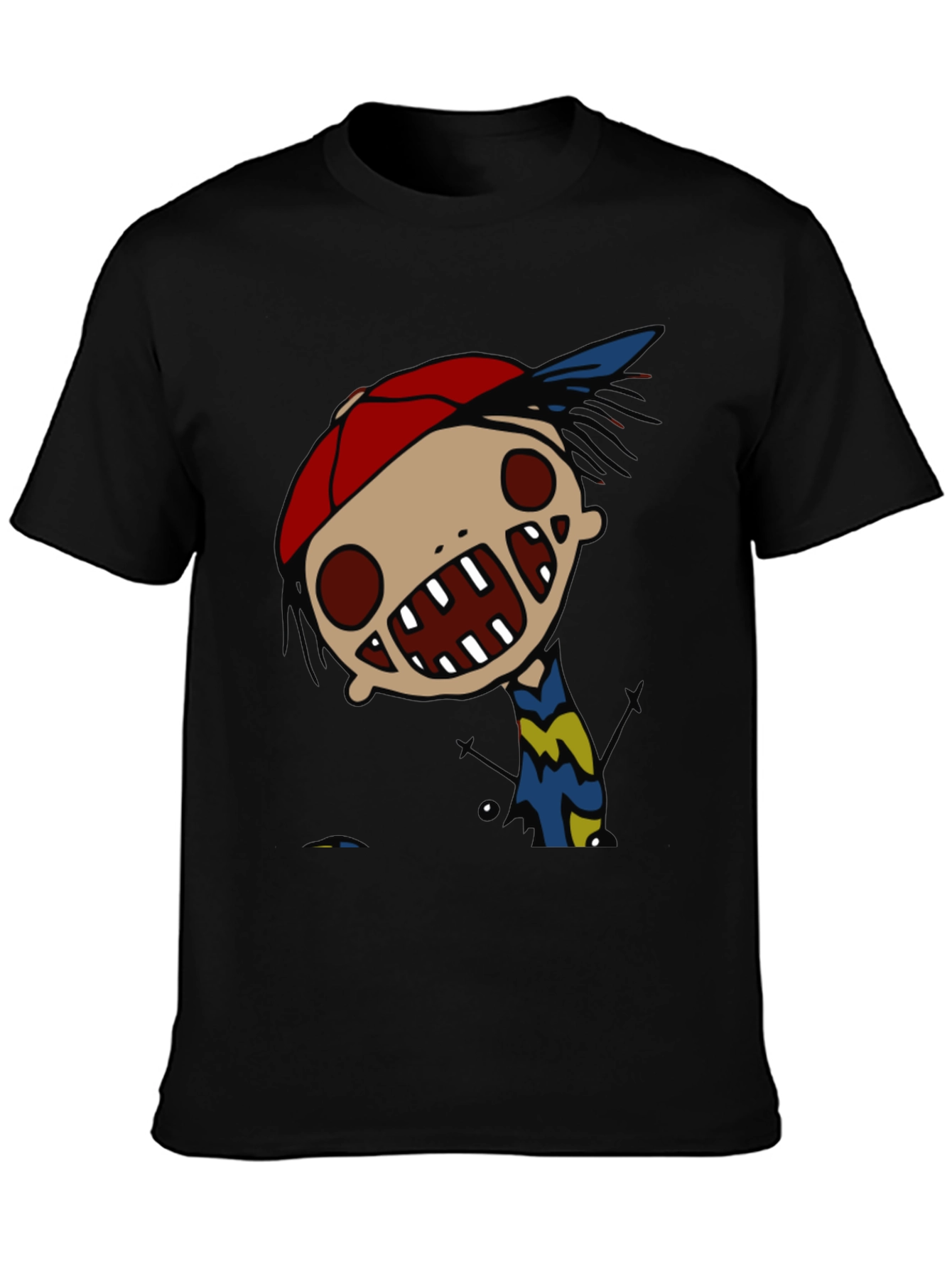 Cartoon Character Graphic Tee - Quirky Black T-Shirt