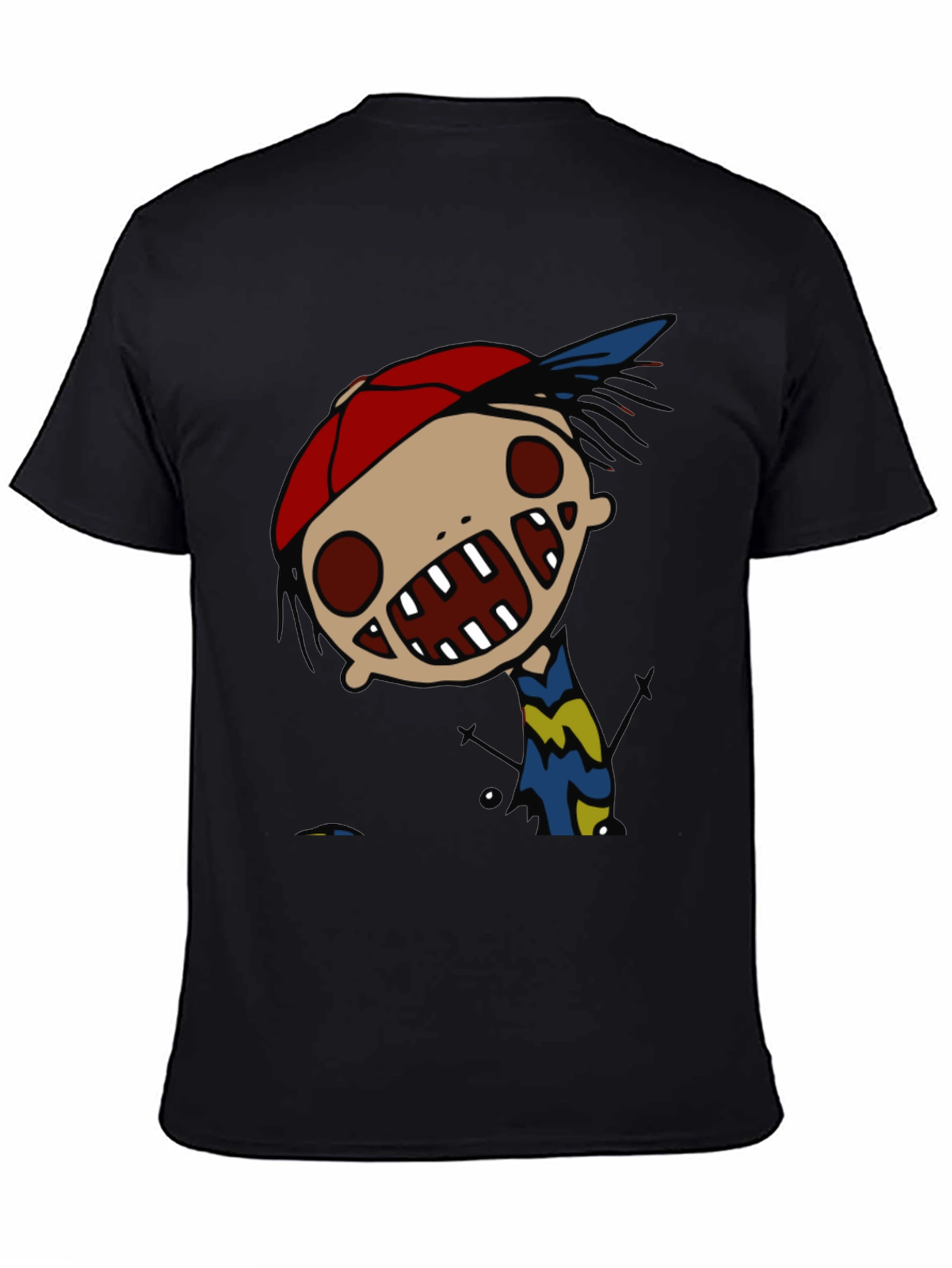 Cartoon Character Graphic Tee - Quirky Black T-Shirt