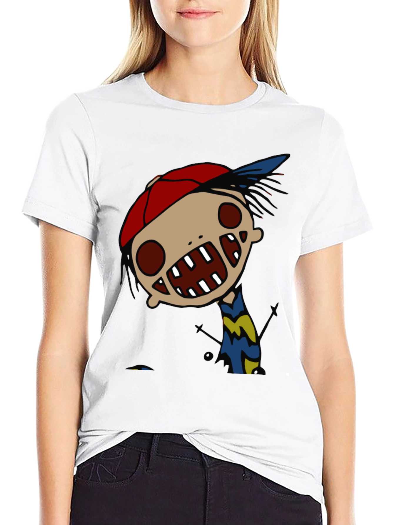 Cartoon Character Graphic Tee - Quirky Black T-Shirt